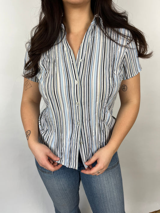 Y2K Striped Secretary Blouse