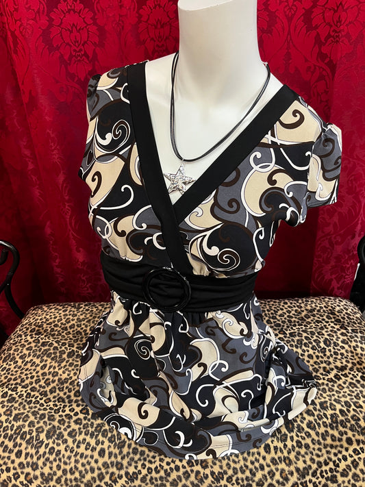 M - Kismet 2000s Funky Belted Top