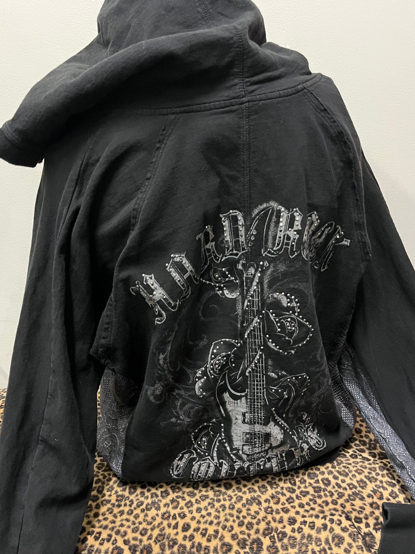 M/L - Hard Rock Couture Y2K Rhinestone Graphic Zip Hoodie