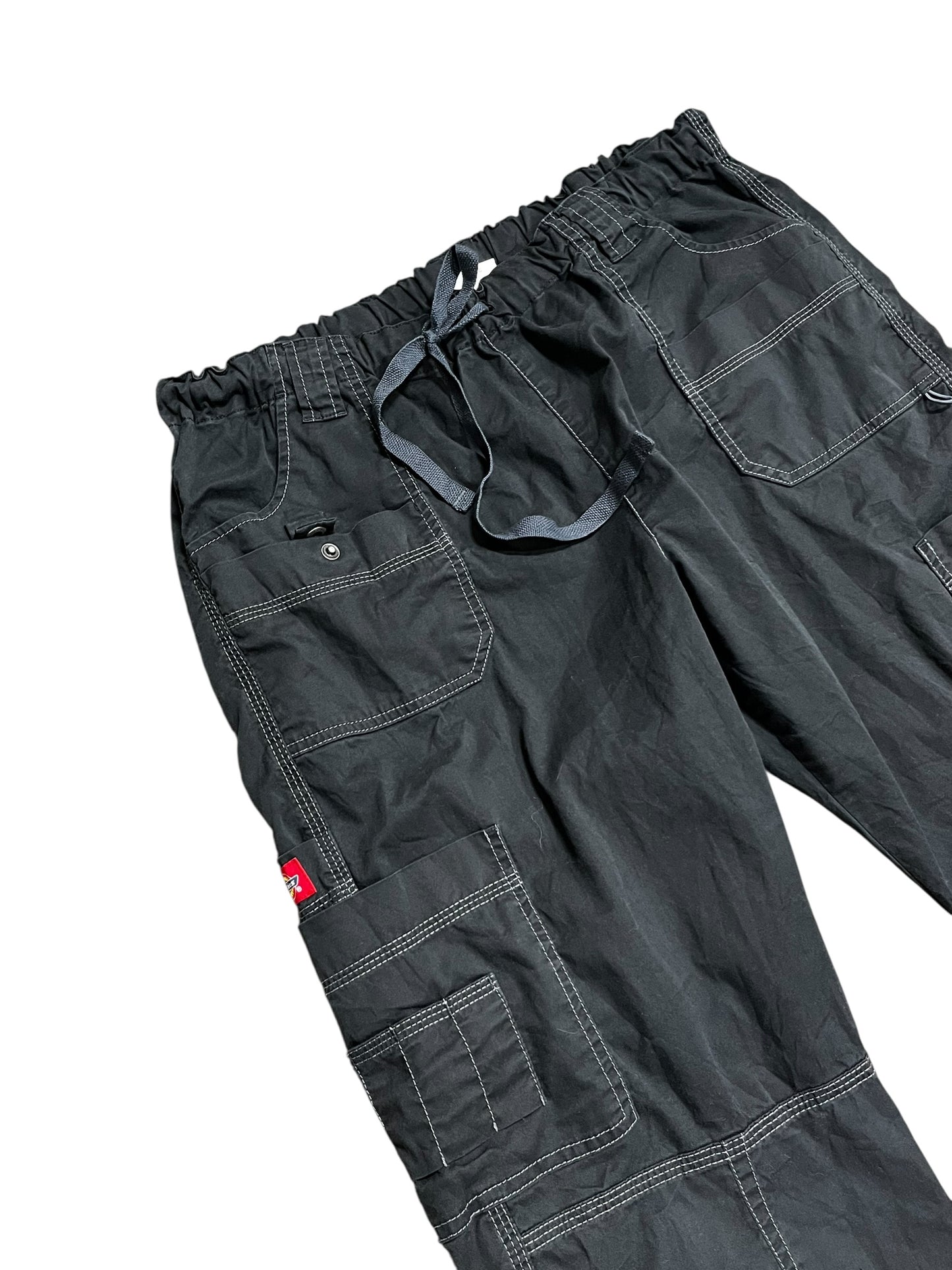 L - Dickie's Black Drawstring Cargo Pants