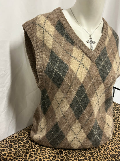 L - Club Intl. 80s Wool Argyle Sweater Vest