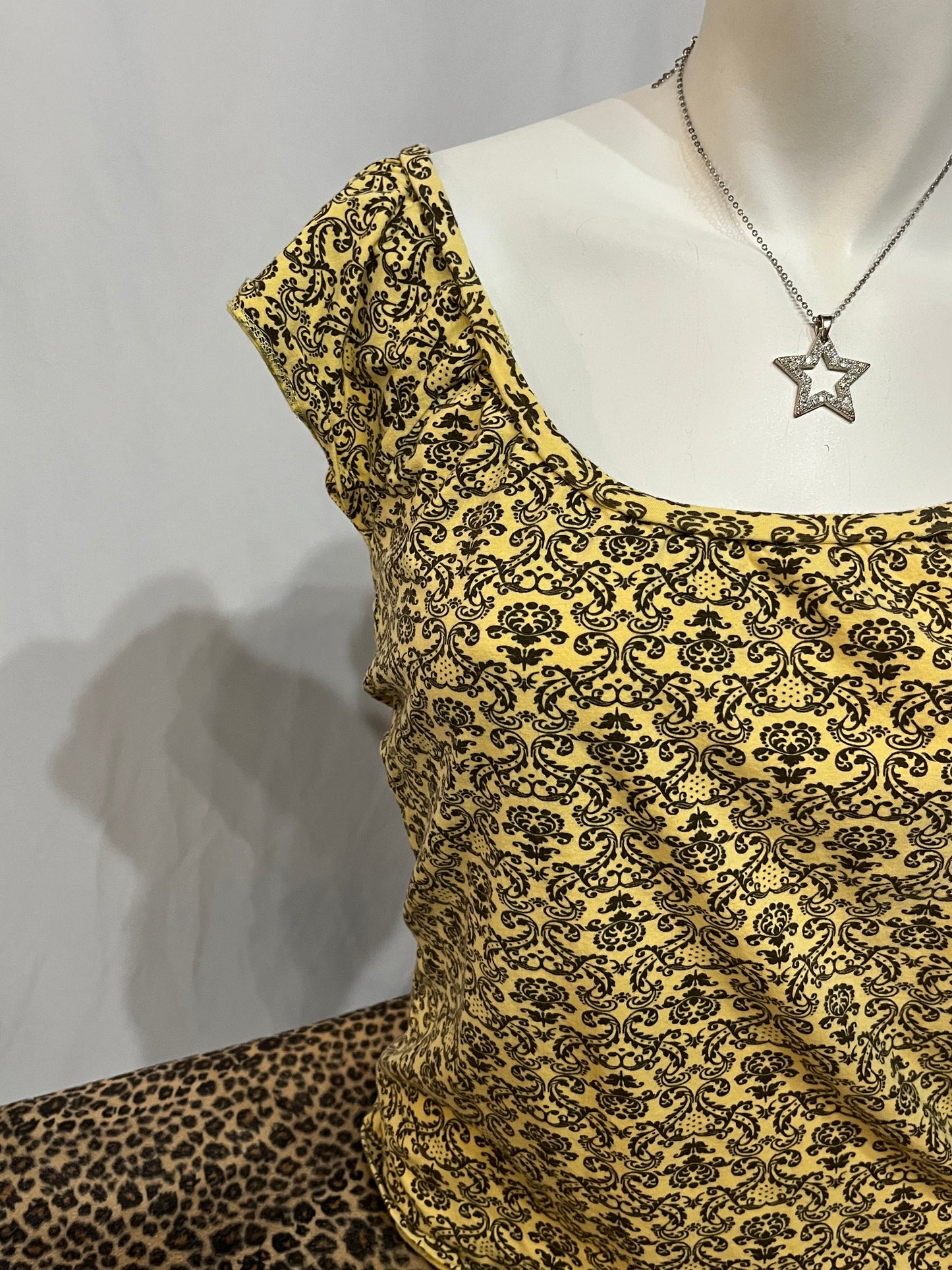 M - Kylie Yellow Paisley Off The Shoulder Top