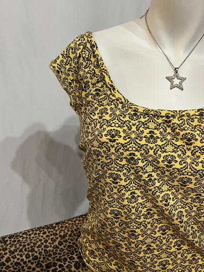 M - Kylie Yellow Paisley Off The Shoulder Top