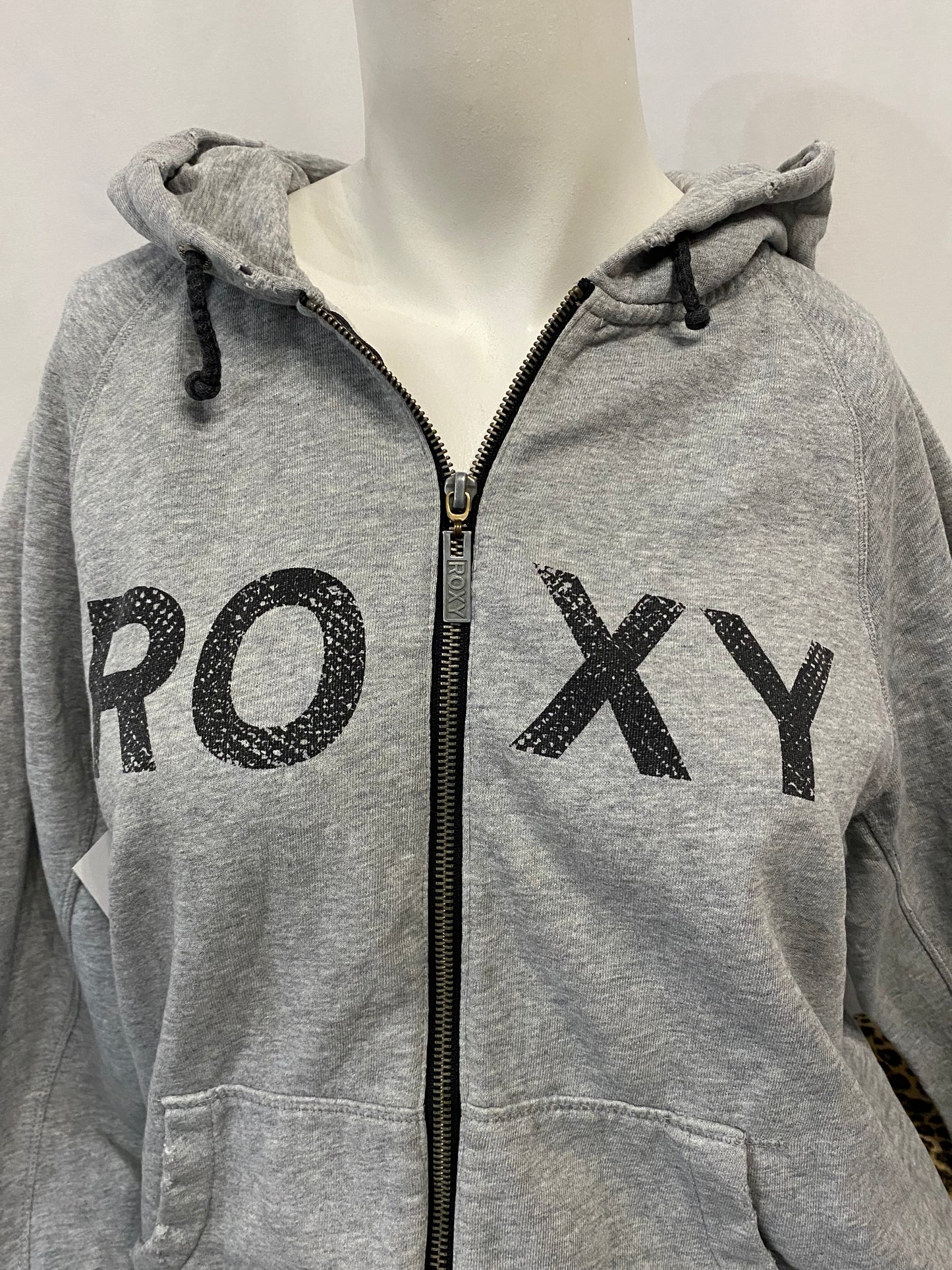 M - Roxy Y2K Spellout Grey Zip Hoodie