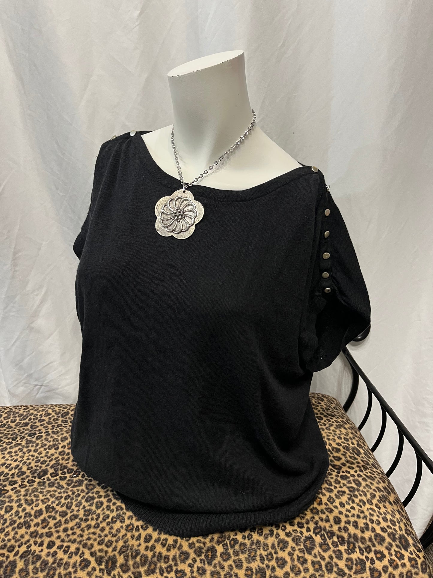 L - Joseph A. Knit Button Detail Top