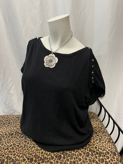 L - Joseph A. Knit Button Detail Top