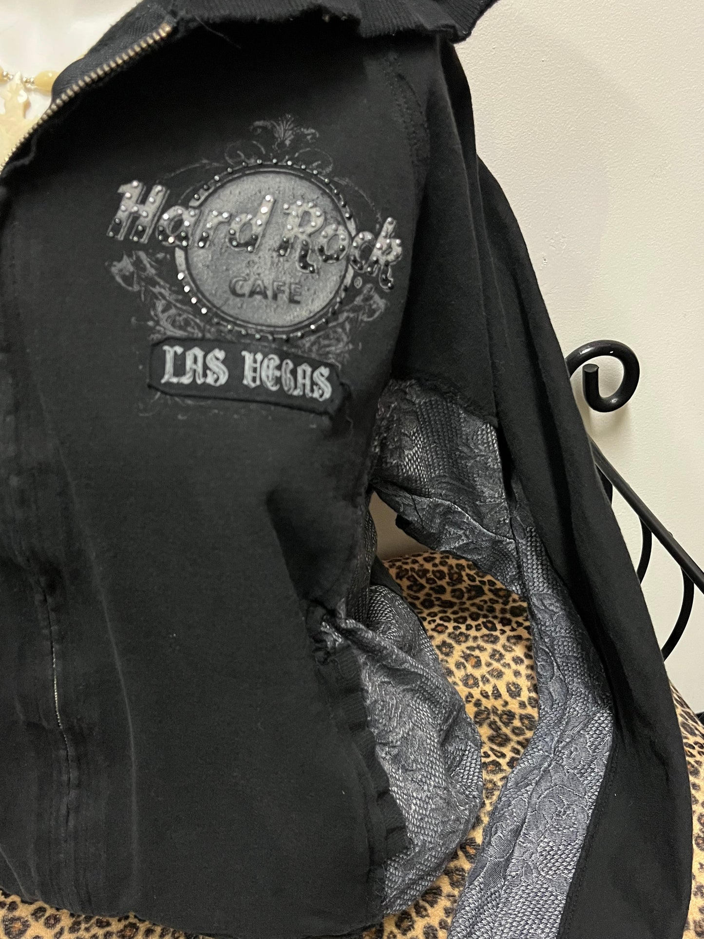 M/L - Hard Rock Couture Y2K Rhinestone Graphic Zip Hoodie