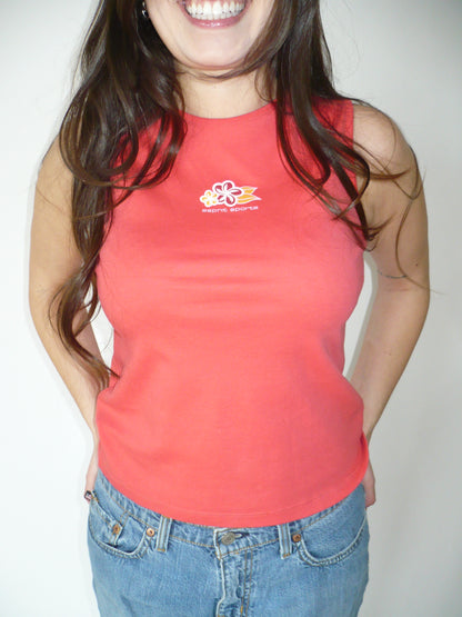 Esprit Y2K Hibiscus Coral Tank Top