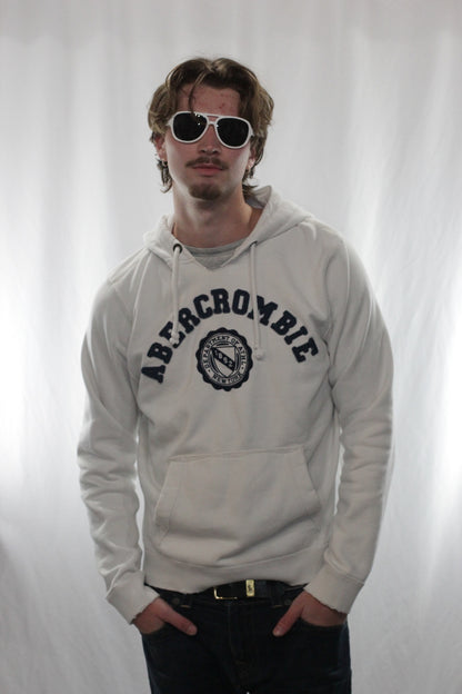 XXL - Abercrombie & Fitch White Applique Lettering Hoodie