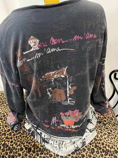 L - Katina Marie Art Nouveau Graphic Top
