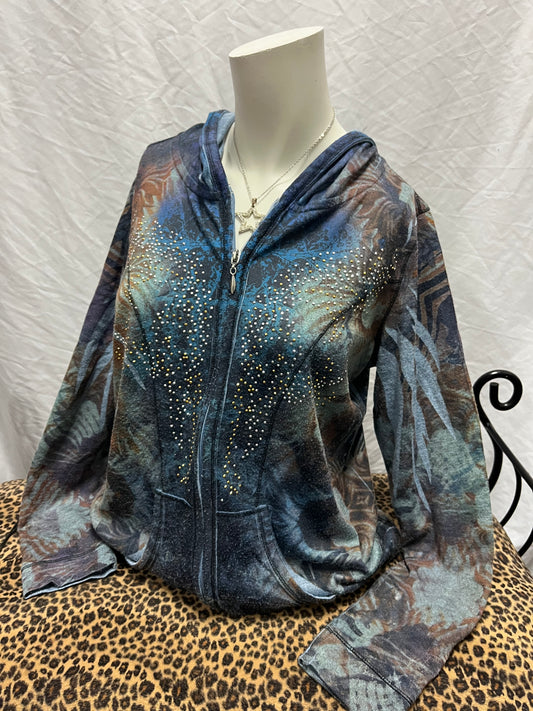 XL - Unity Y2K Rhinestone Fairy Knit Zip Hoodie