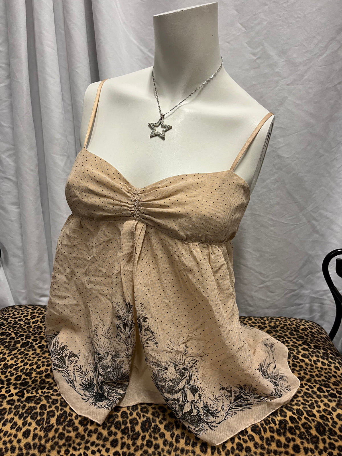 XS - Max Studio Polka Dot Silk Cotton Cami Top