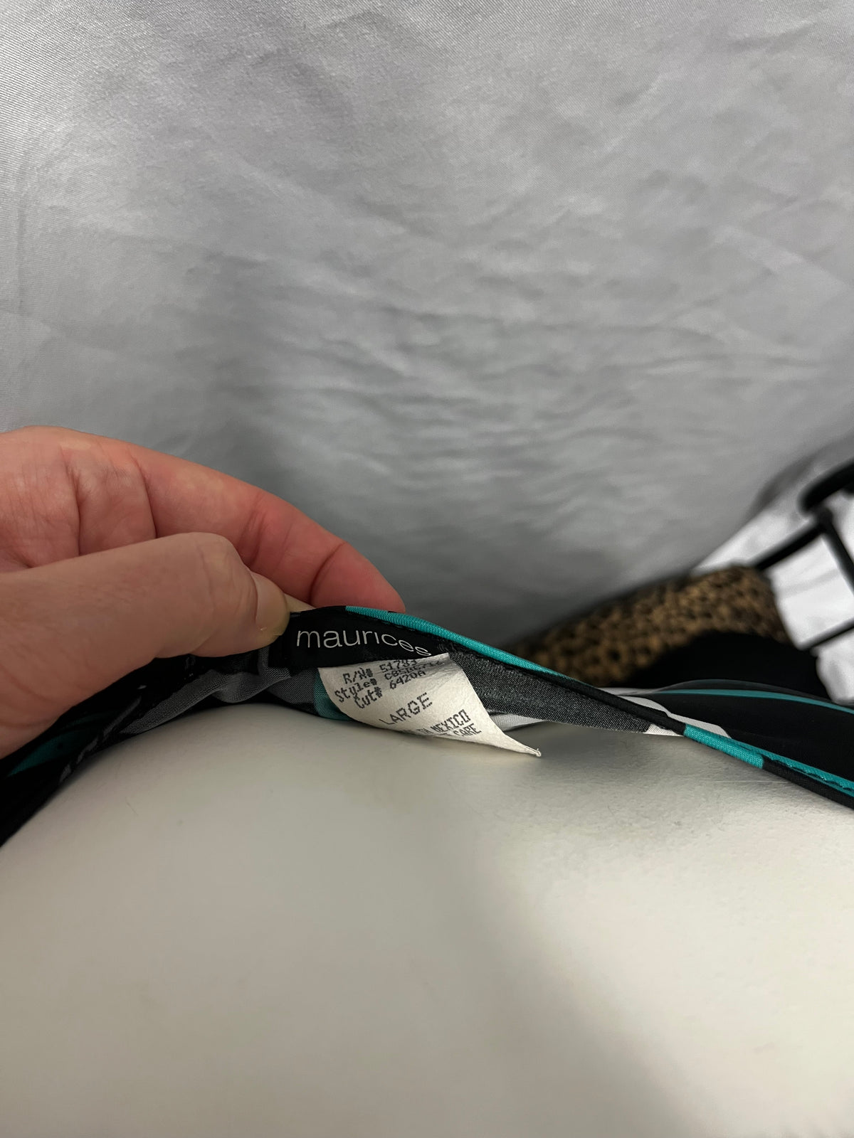 L - Maurice's Y2K Black + Teal Patterned Belt Top