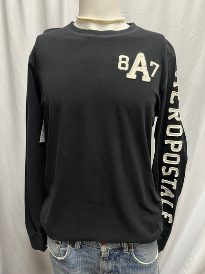 L - Aeropostale Y2K Black Applique Long Sleeve