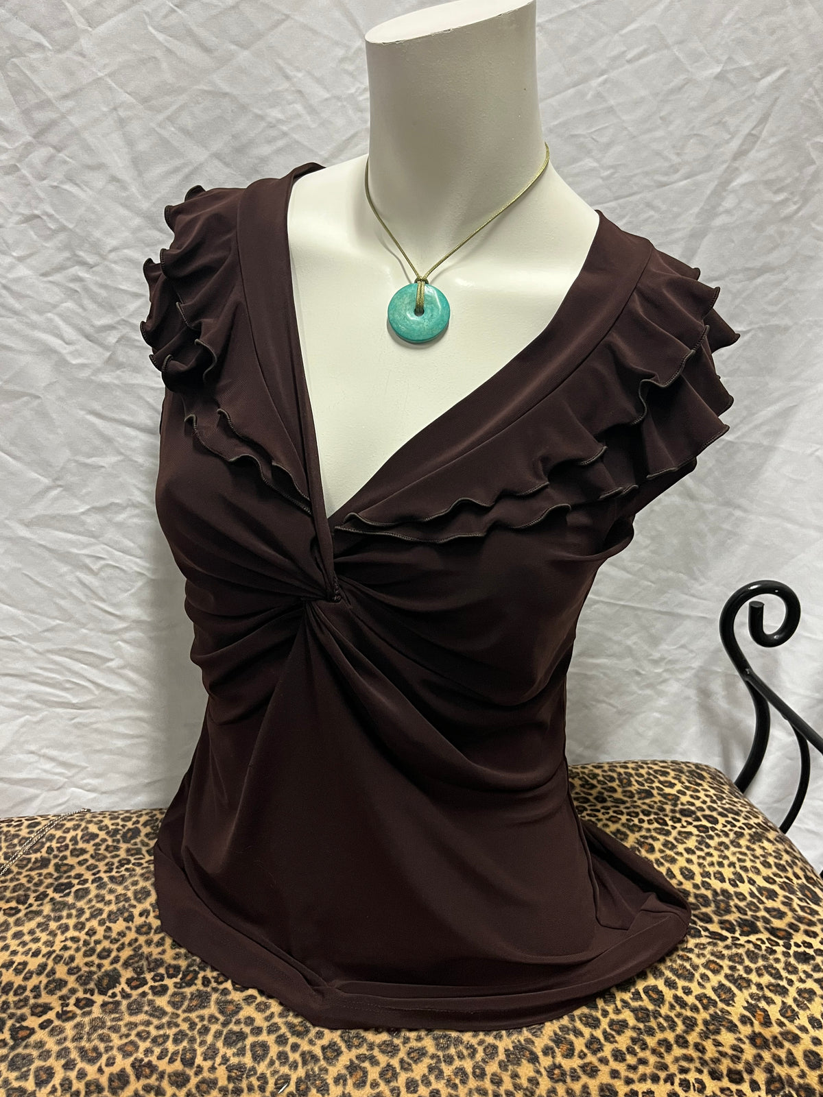 S - Dressbarn 2000s Ruffle Trim Blouse