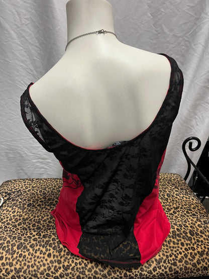 L/XL Metal Mulisha Y2K Lace Detail Red Graphic Top