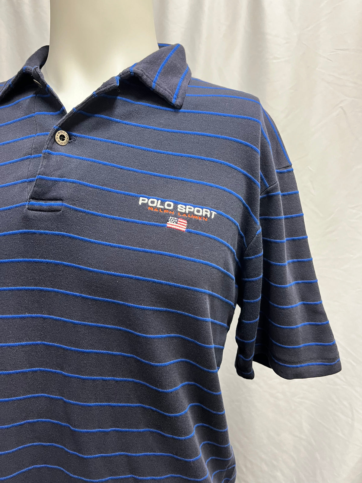 M - Polo Sport 90s Striped Cotton Polo Tee
