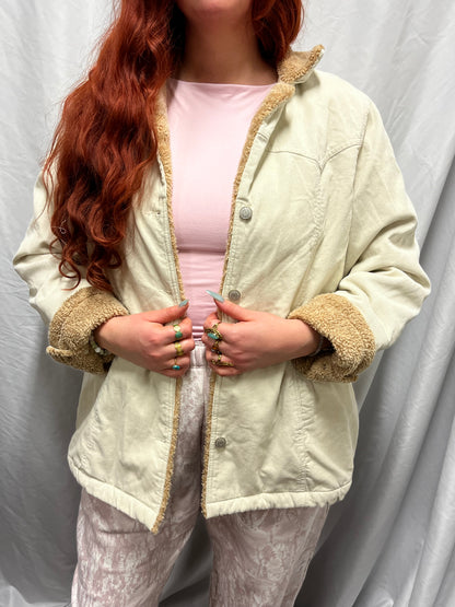 XXL - 2000s White + Sherpa Lined Chore Jacket