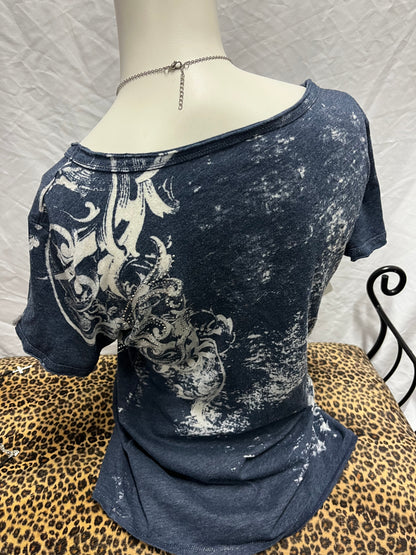 M - Maurice's Y2K Rhinestone AOP Graphic Top