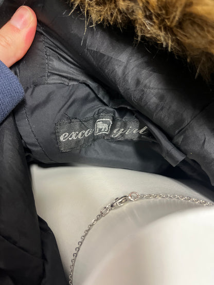 S - Exco Girl Y2K Faux Fur Hood Fitted Coat