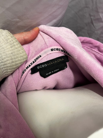 M - BCBG Y2K Pink Velour Rhinestone Zip Hoodie
