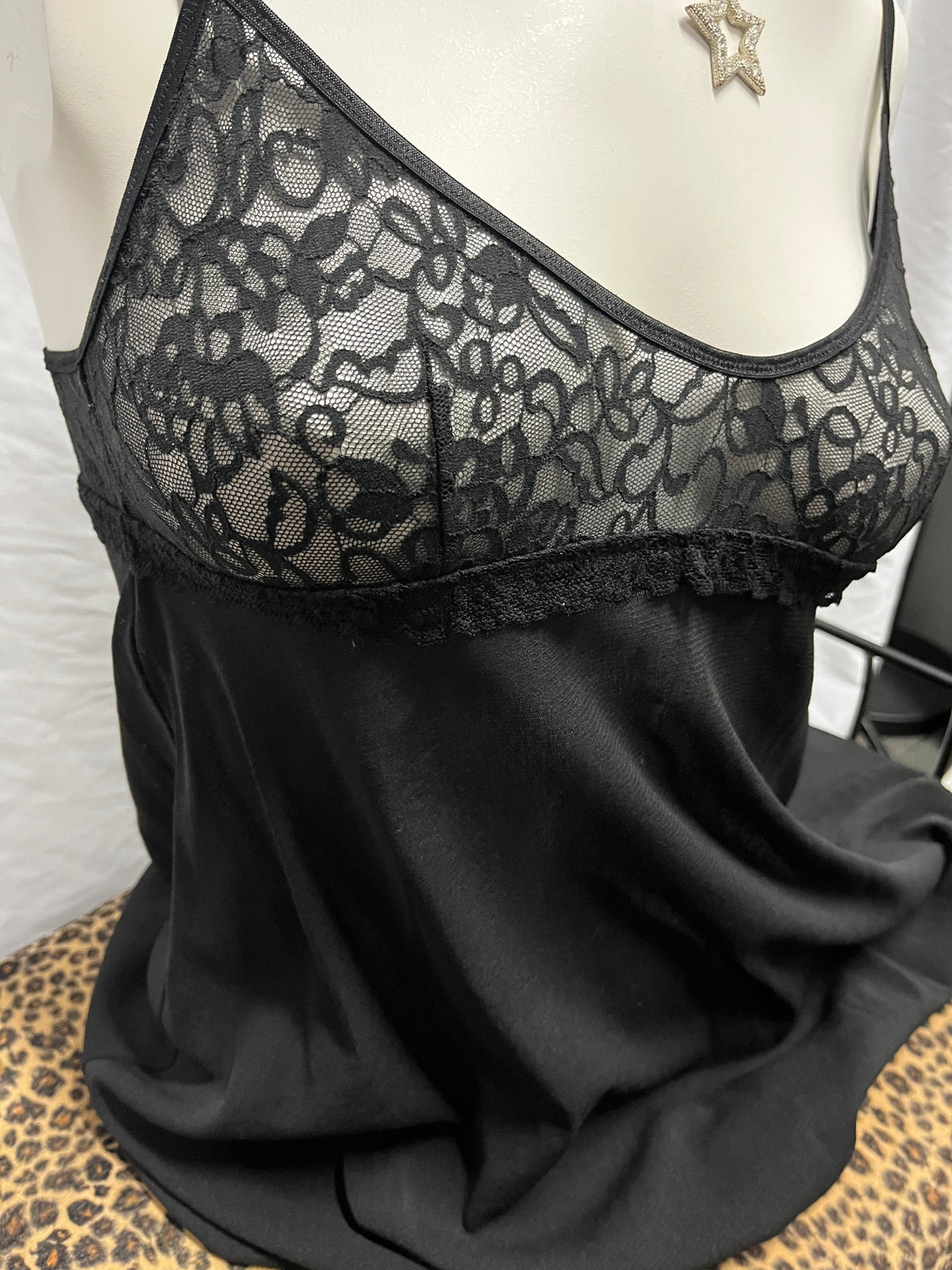 M - Victoria's Secret Black Lace Detail Slip Cami