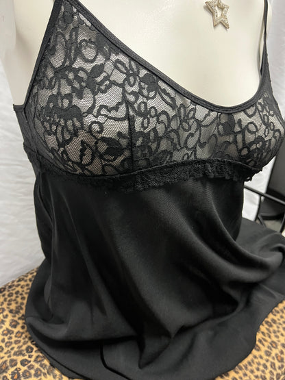 M - Victoria's Secret Black Lace Detail Slip Cami