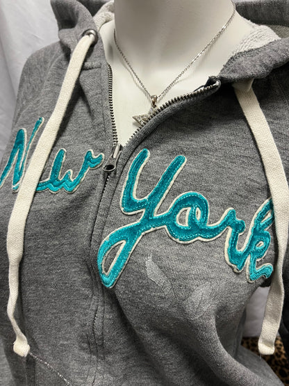 S - American Eagle New York 2010s Grey Zip Hoodie