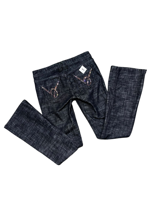 28" - BEBE 2000s Pink Rhinestone Low-Rise Jeans