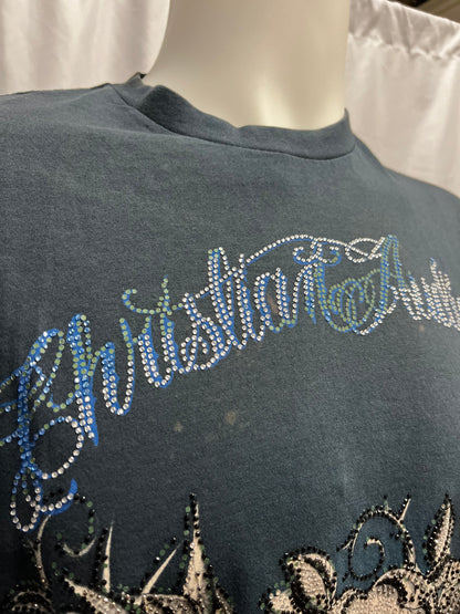 M - Christian Audigier Y2K Rhinestone Double Sided Graphic Tee