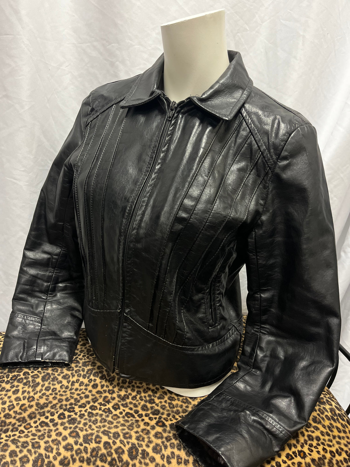 XS/S - Jeffrey Alan 90s Genuine Leather Fitted Zip Jacket
