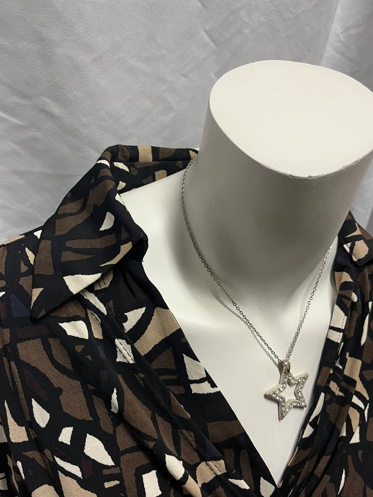 S - Nicki Y2K Brown + Black Patterned Knot Blouse