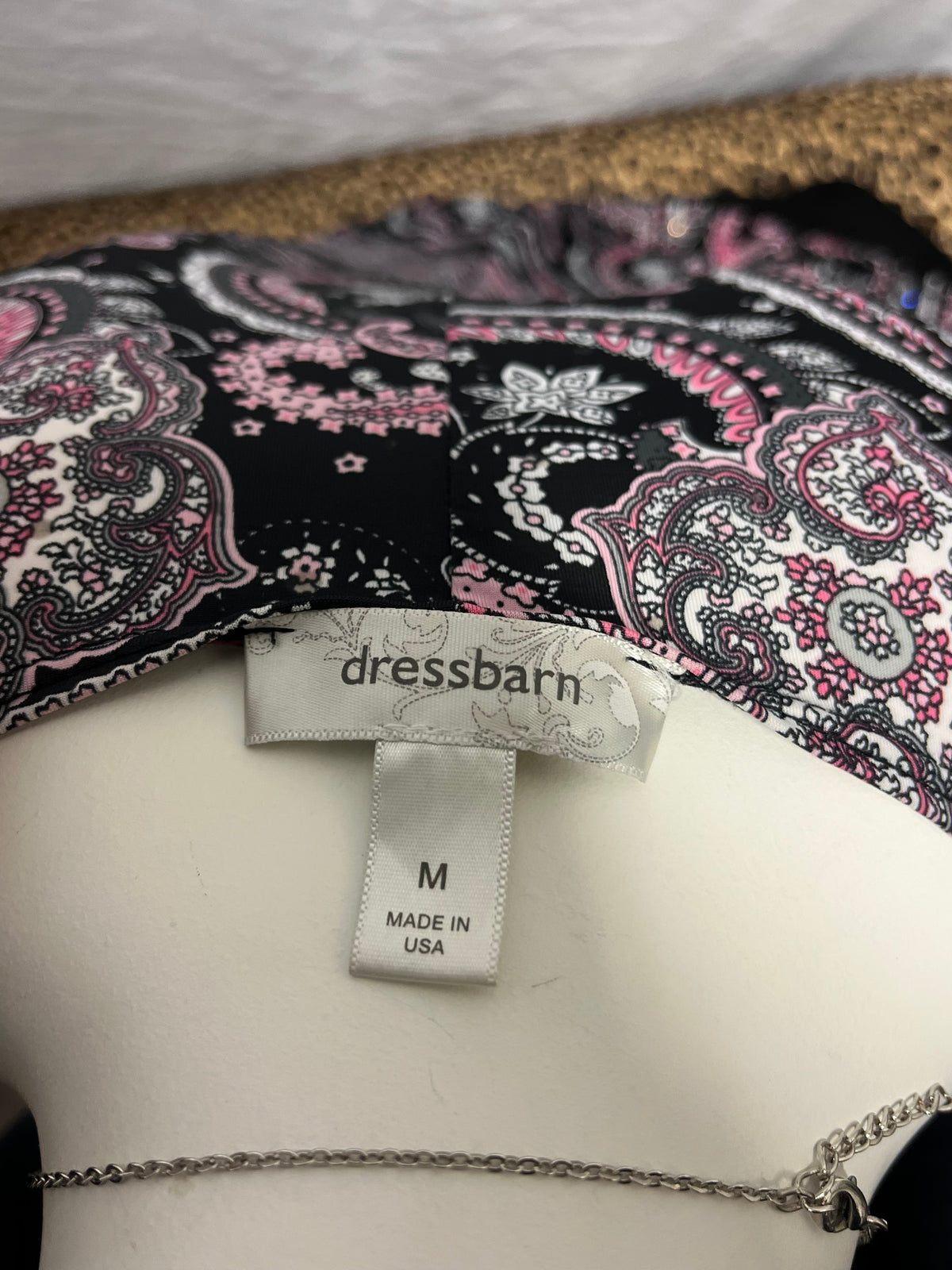 M - Dressbarn Y2K Pink Paisley Sequin Top