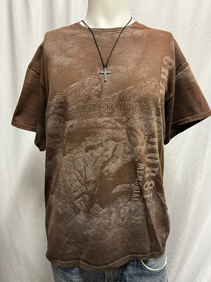 L/XL - Black Hills Crazy Horse Faded Graphic Tee