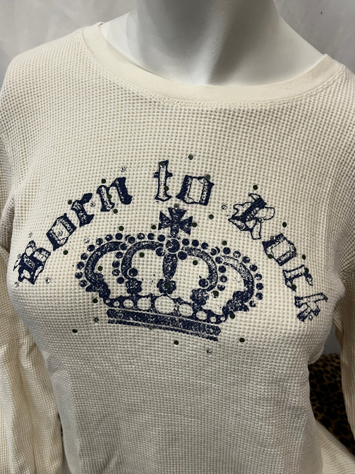 L - Born To Rock Y2K Graphic Thermal Top