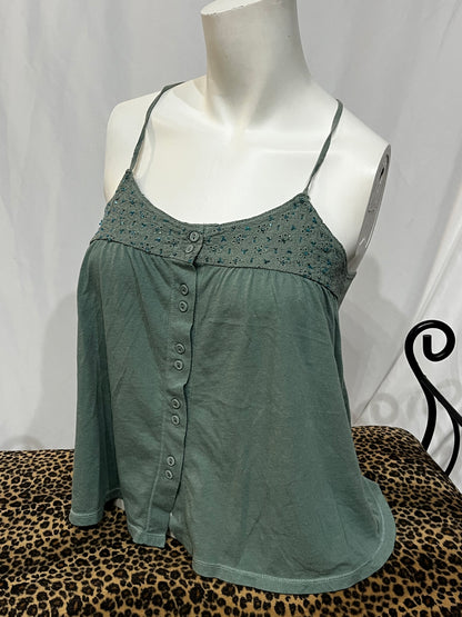 S - Aeropostale Green Beaded Cami Top
