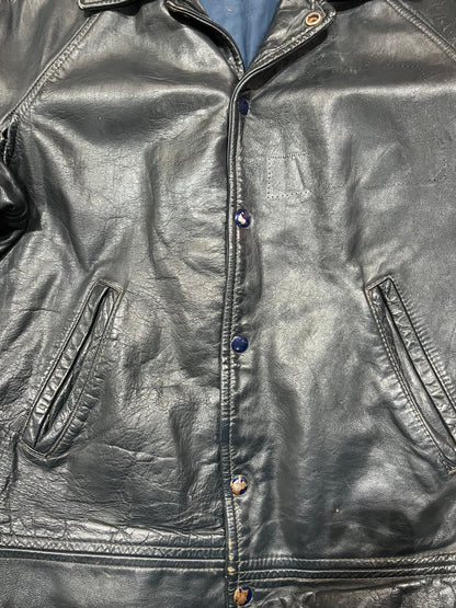 M - 1960s Seder Genuine Leather Car Coat Made In Canada