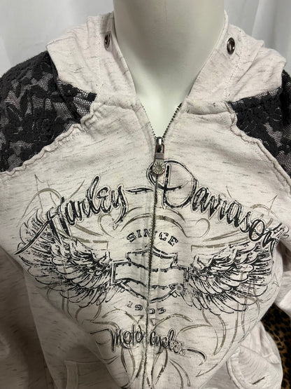 XL - Harley Davidson 2000s Lace Detail Zip Hoodie
