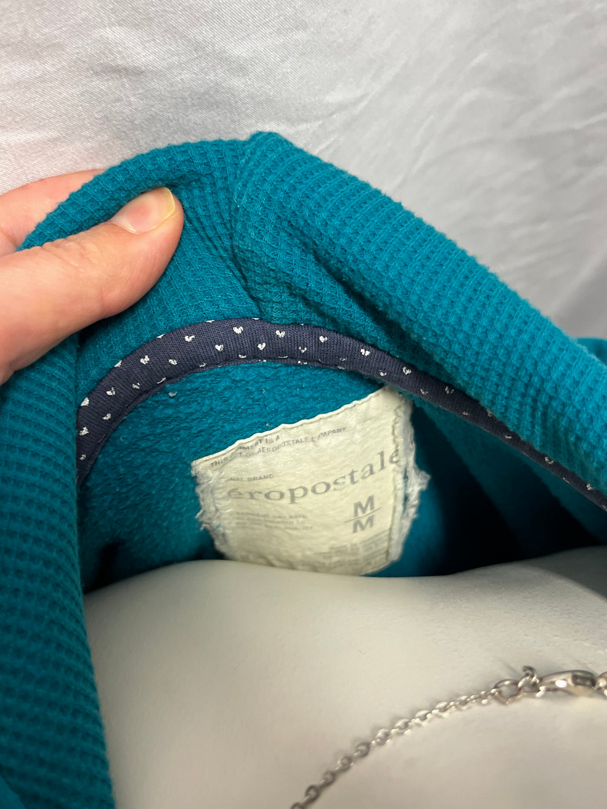 M - Aeropostale Y2K Teal Applique Zip Hoodie
