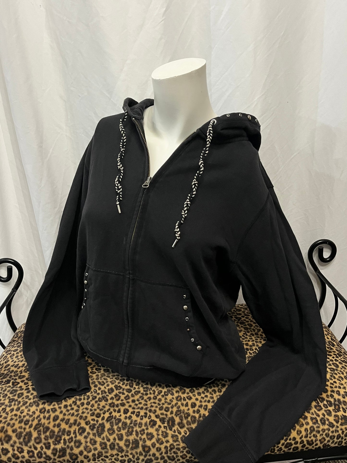 XL - Lucky Brand Gothic Stitch + Studs Zip Hoodie