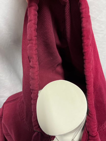 XL - Aeropostale 2000s Burgundy 1/4 Zip Hoodie