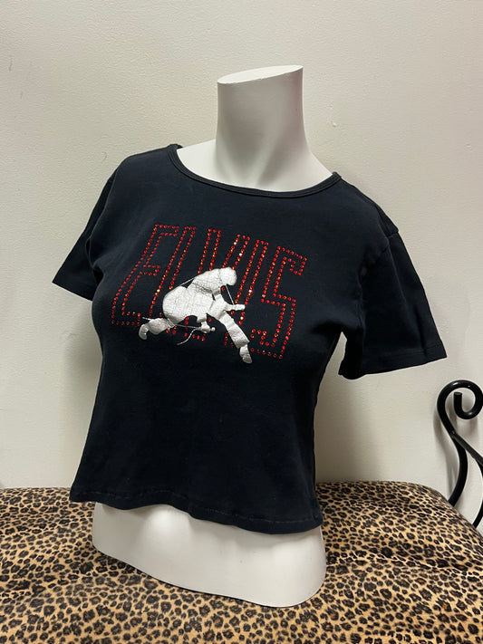 M - Elvis Graceland Rhinestone Baby Tee