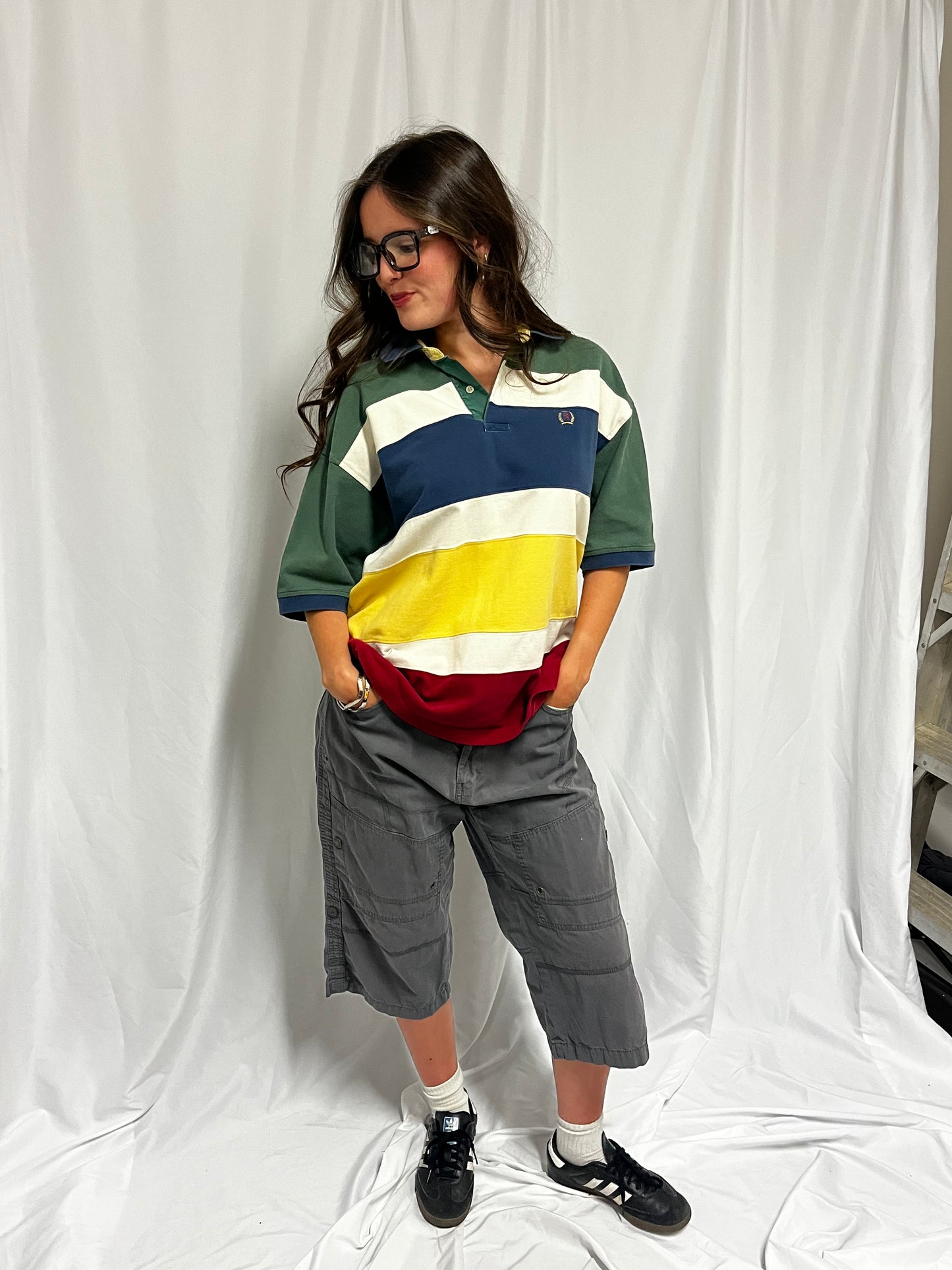 L - Tommy Hilfiger 2000s Striped Polo Tee