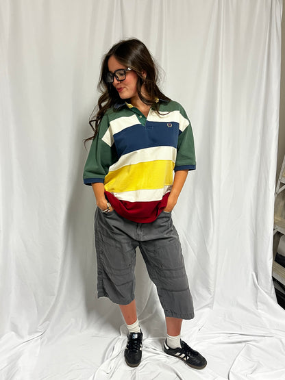 L - Tommy Hilfiger 2000s Striped Polo Tee