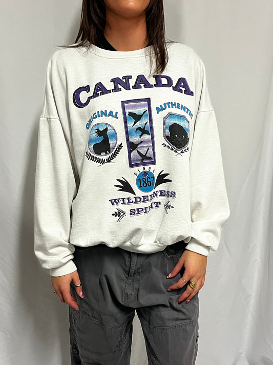 L - Canada 90s Nature Graphic Sweatshirt
