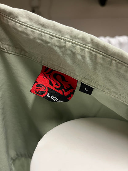 L - Liquid Y2K Sage Graphic Button Down Shirt