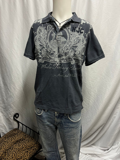 M - Nautica Y2K Gothic Graphic Polo Tee