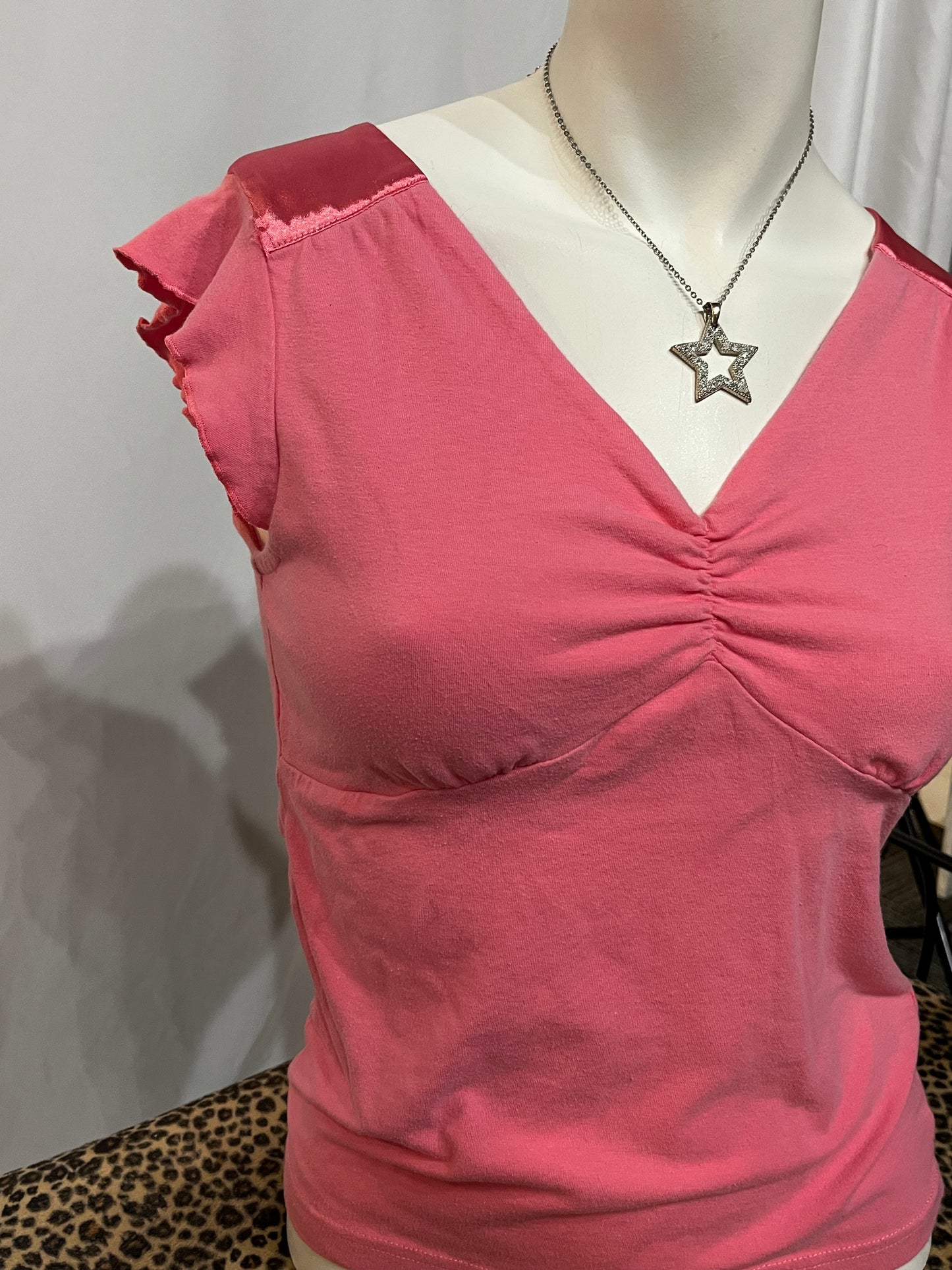 S - 725 Originals Y2K Pink Ruffle Sleeve Top