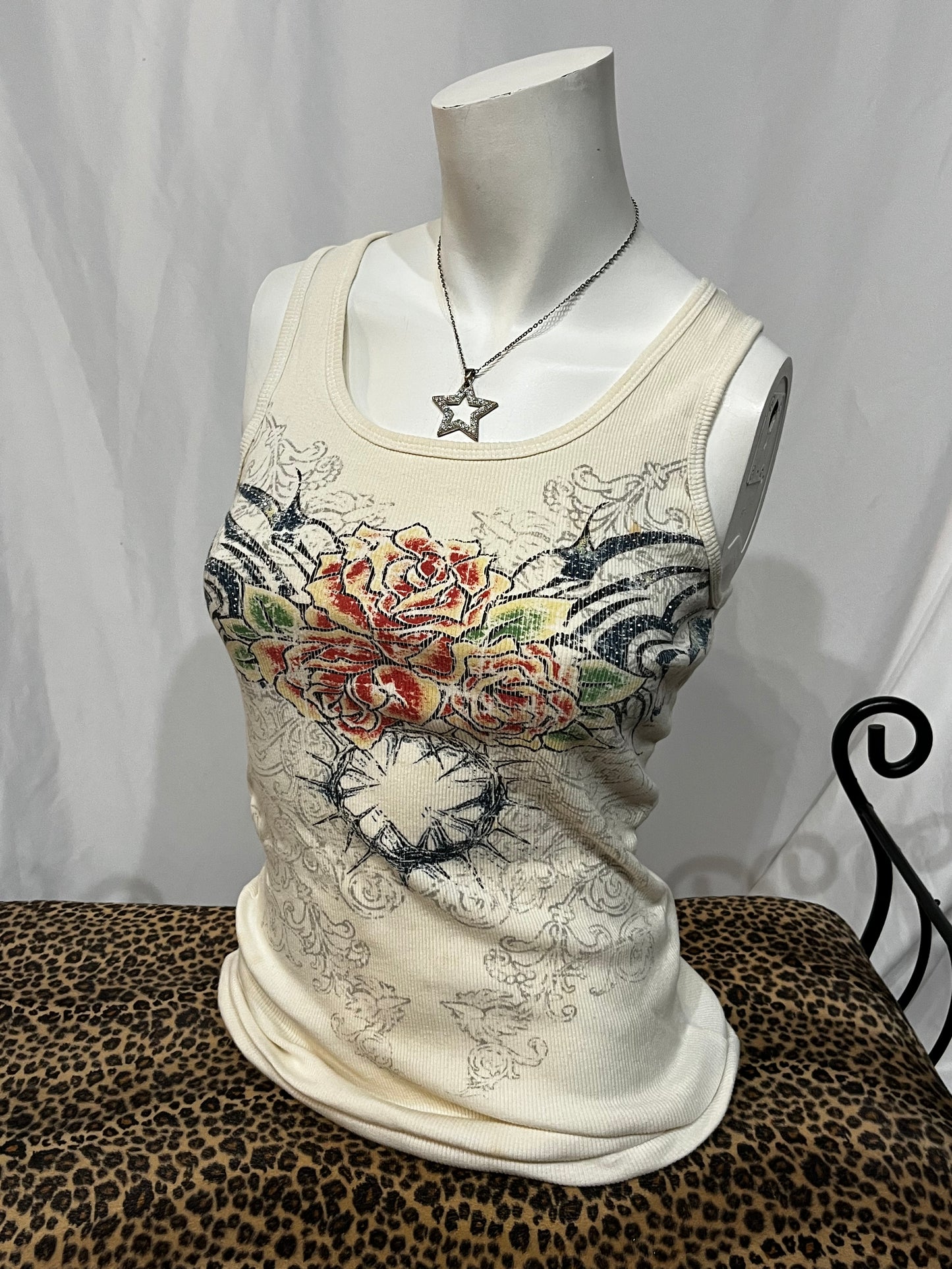 M/L - No Boundaries Y2K Rhinestone Ribbed Tank Top
