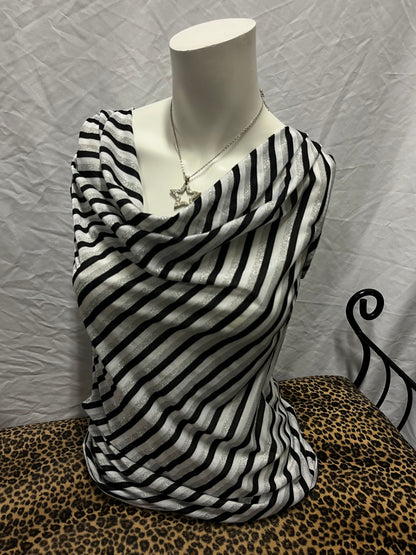 S - Red Haute Y2K Stripe Slouch Top